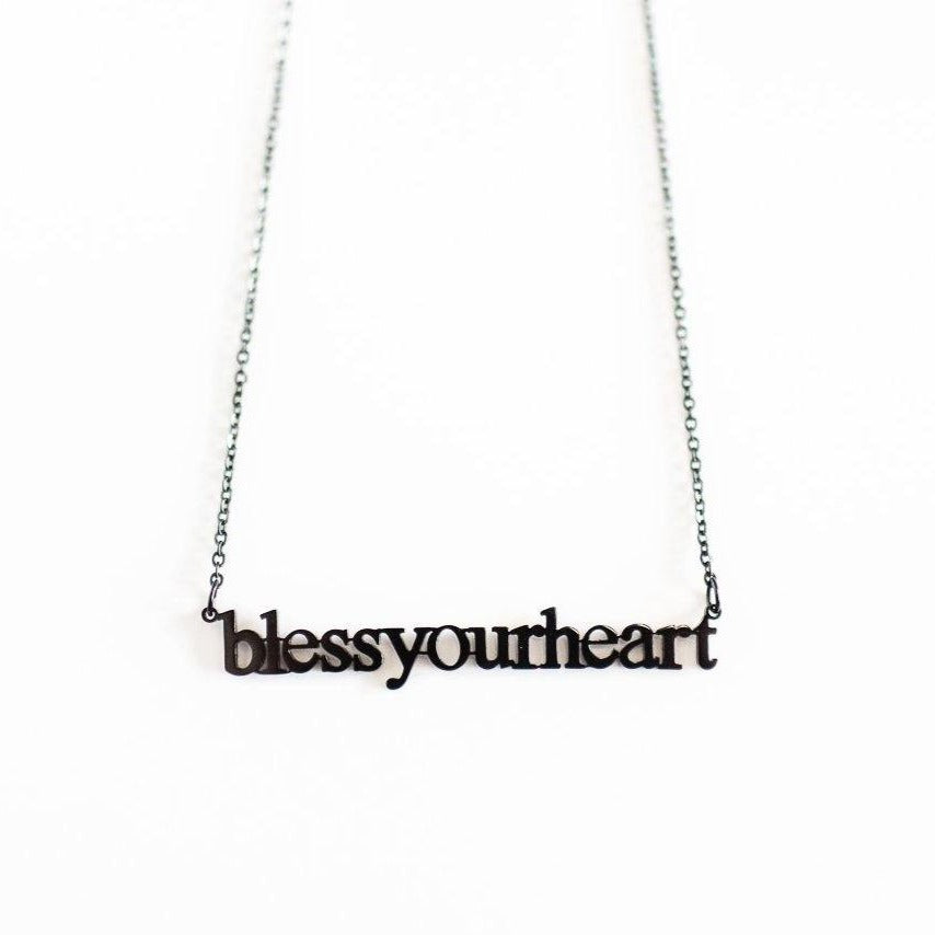 Bless Your Heart Cutout Necklace - Metal Marvels - Bold mantras for bold women.