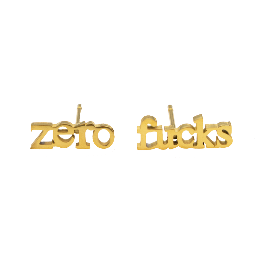 Zero Fucks Earring Set - Metal Marvels - Bold mantras for bold women.