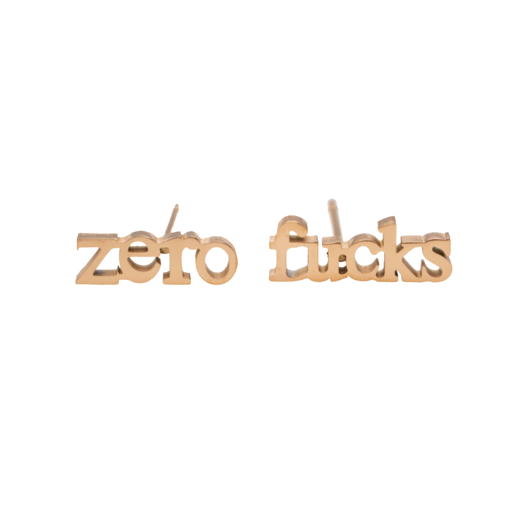 Zero Fucks Earring Set - Metal Marvels - Bold mantras for bold women.